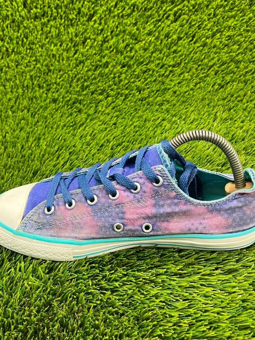 Converse Tie Dye‎ Blue Star Double Tongue Girl Size 6Y Casual Shoes Sneakers
